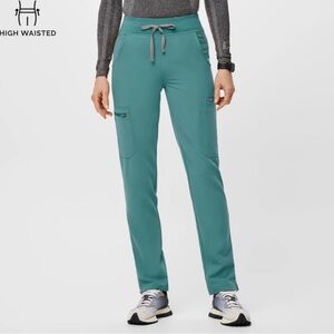 Figs FreeX lined high waisted Yola skinny scrub pants, eucalyptus size XS